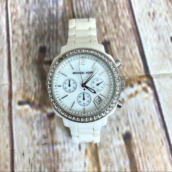 Michael Kors Accessories - Michael Kors Chronograph White Acrylic Bracelet Ladies Watch MK5079